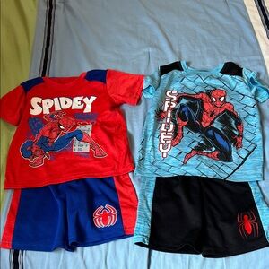 Marvel Red and Blue Spider-Man sets shorts and tshirts